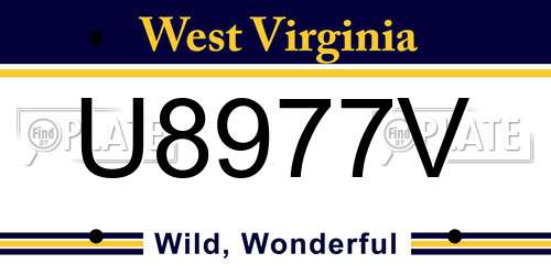 U8977V West Virginia License Plate