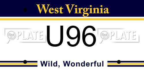 U96 West Virginia License Plate