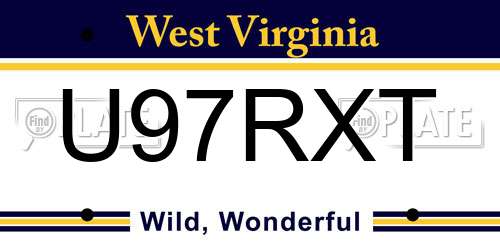 U97RXT West Virginia License Plate