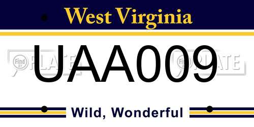 UAA009 West Virginia License Plate