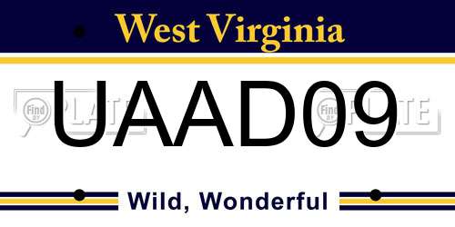 UAAD09 West Virginia License Plate