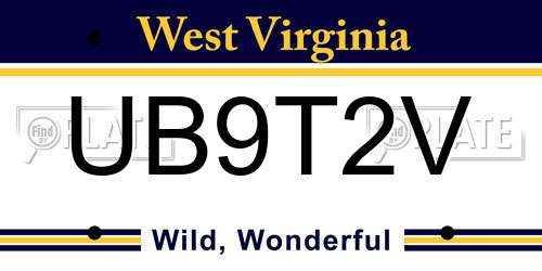 UB9T2V West Virginia License Plate