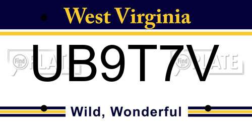 UB9T7V West Virginia License Plate