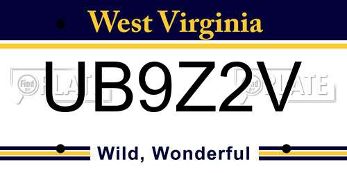UB9Z2V West Virginia License Plate