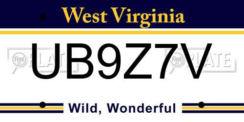 UB9Z7V West Virginia License Plate