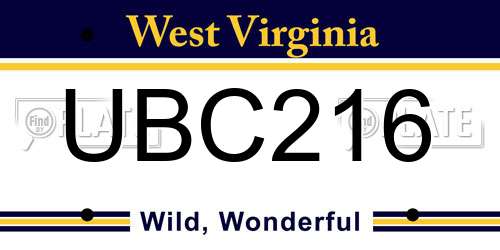 UBC216 West Virginia License Plate