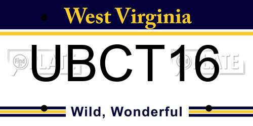 UBCT16 West Virginia License Plate