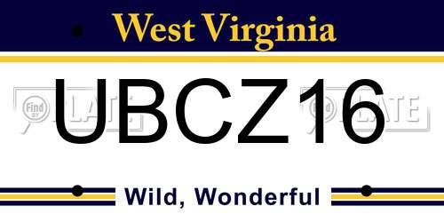 UBCZ16 West Virginia License Plate