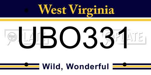 UBO331 West Virginia License Plate