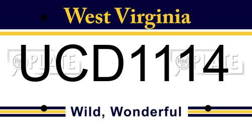 UCD1114 West Virginia License Plate