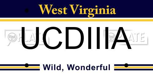 UCDIIIA West Virginia License Plate