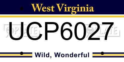UCP6027 West Virginia License Plate