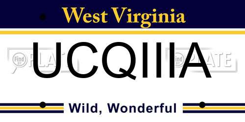 UCQIIIA West Virginia License Plate