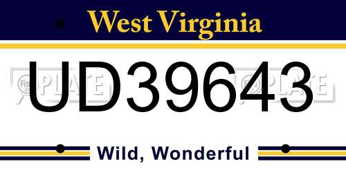 UD39643 West Virginia License Plate
