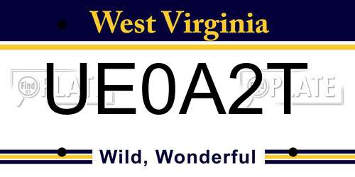 UE0A2T West Virginia License Plate