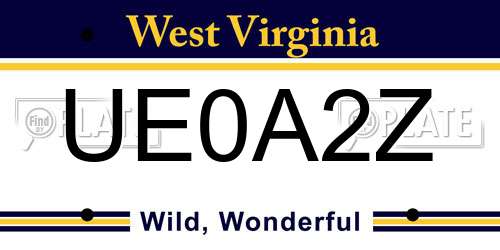 UE0A2Z West Virginia License Plate