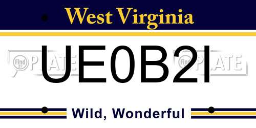 UE0B2I West Virginia License Plate