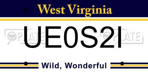 UE0S2I West Virginia License Plate