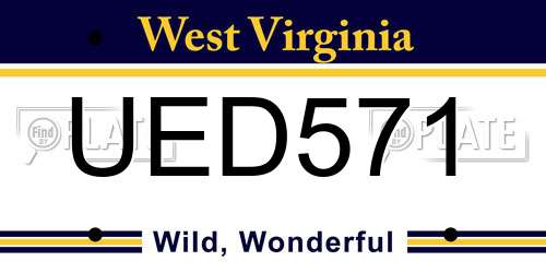 UED571 West Virginia License Plate