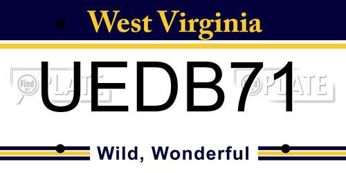 UEDB71 West Virginia License Plate