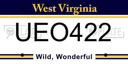 UEO422 West Virginia License Plate