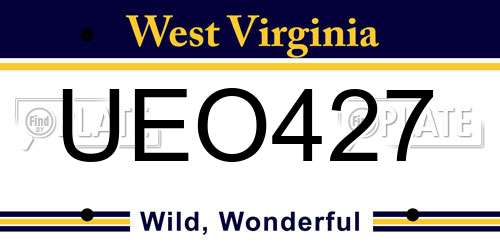 UEO427 West Virginia License Plate