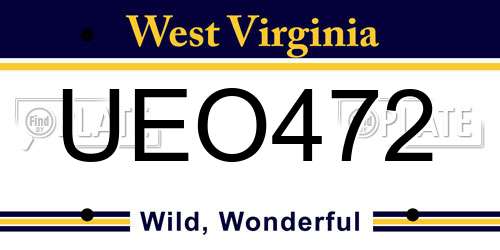 UEO472 West Virginia License Plate