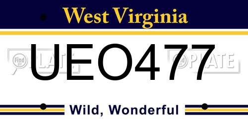 UEO477 West Virginia License Plate