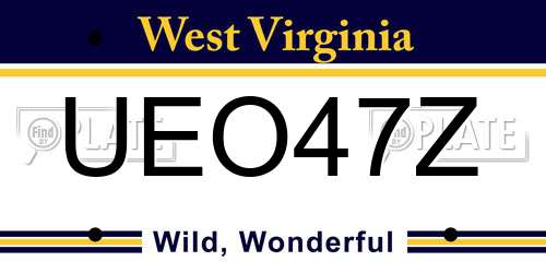 UEO47Z West Virginia License Plate