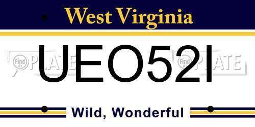 UEO52I West Virginia License Plate