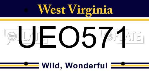 UEO571 West Virginia License Plate