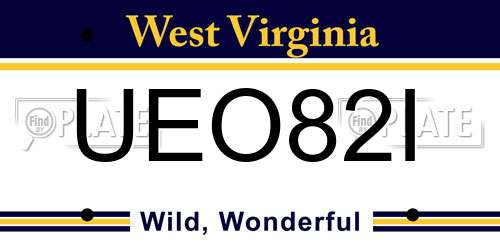 UEO82I West Virginia License Plate