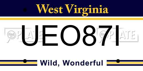 UEO87I West Virginia License Plate
