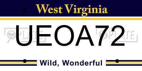 UEOA72 West Virginia License Plate