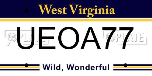 UEOA77 West Virginia License Plate