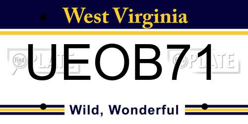 UEOB71 West Virginia License Plate