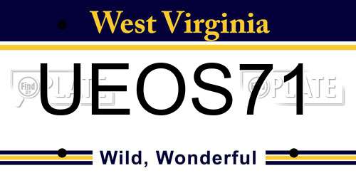 UEOS71 West Virginia License Plate