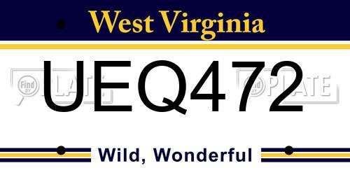 UEQ472 West Virginia License Plate