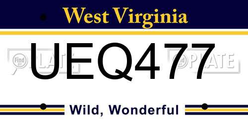 UEQ477 West Virginia License Plate
