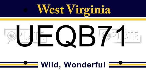 UEQB71 West Virginia License Plate