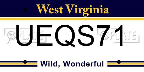 UEQS71 West Virginia License Plate