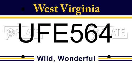UFE564 West Virginia License Plate