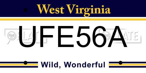 UFE56A West Virginia License Plate