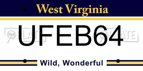 UFEB64 West Virginia License Plate
