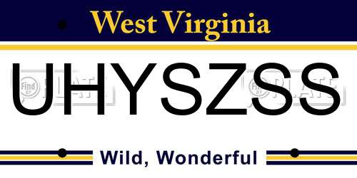UHYSZSS West Virginia License Plate