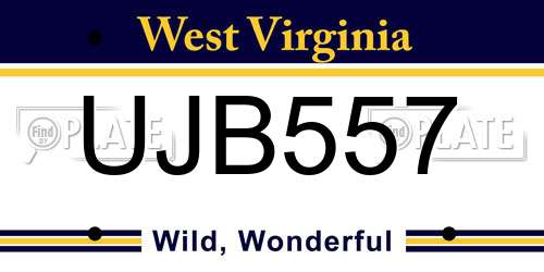 UJB557 West Virginia License Plate
