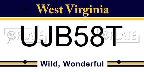 UJB58T West Virginia License Plate
