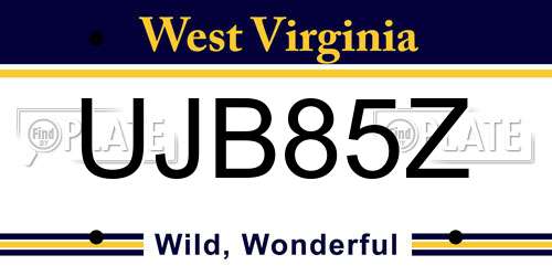 UJB85Z West Virginia License Plate