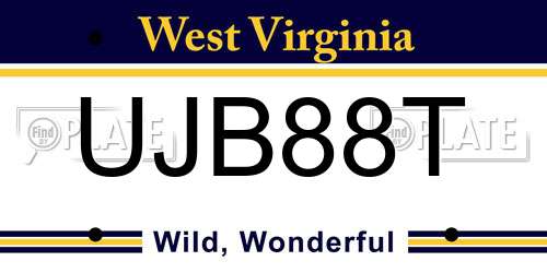 UJB88T West Virginia License Plate