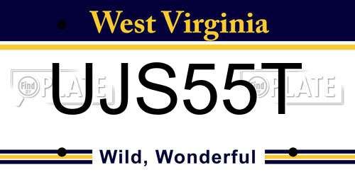 UJS55T West Virginia License Plate